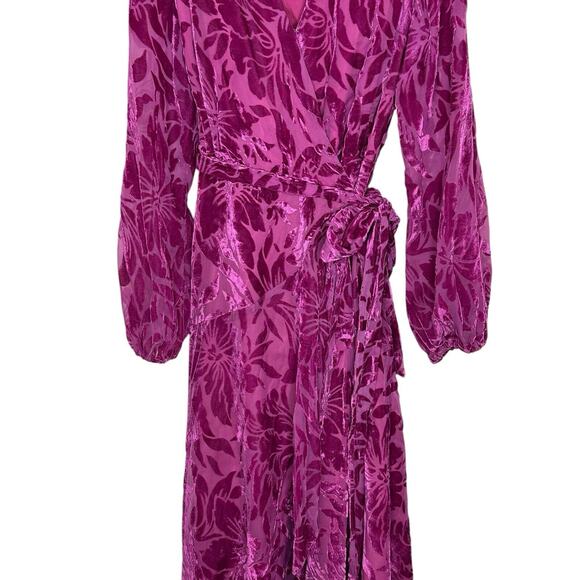 Hutch Womens Daniella Velvet Wrap Maxi Dress XL Romantic Boho Floral Fuchsia - Picture 4 of 12